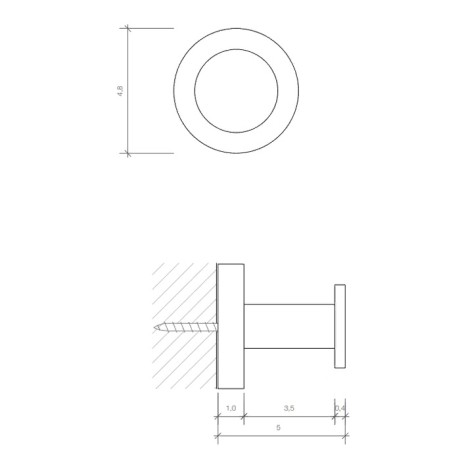 Крючок DECOR WALTHER BASIC 0530460 подвесной цвет черный матовый