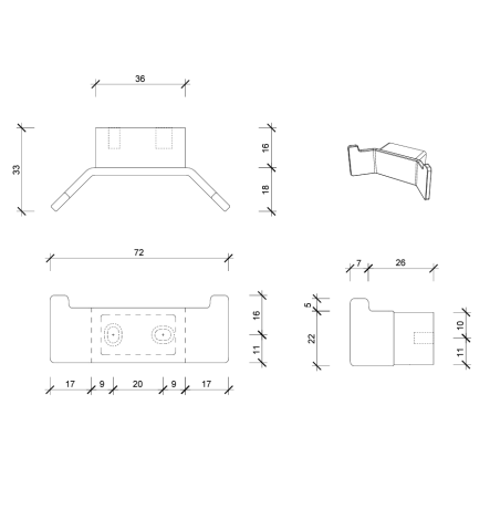Крючок DECOR WALTHER CONTRACT 0650400 подвесной цвет хром