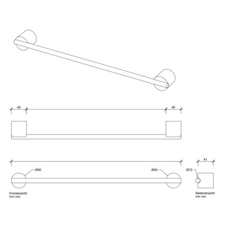Полотенцедержатель DECOR WALTHER STONE 0975264 подвесной цвет черный матовый хром