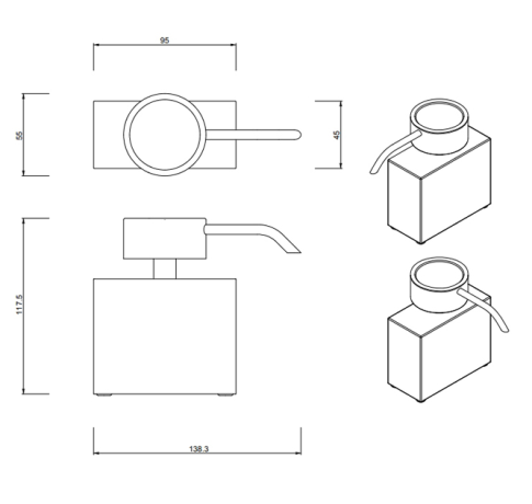 Дозатор DECOR WALTHER UNIVERSAL 0852141 настольный цвет золото матовое темная бронза