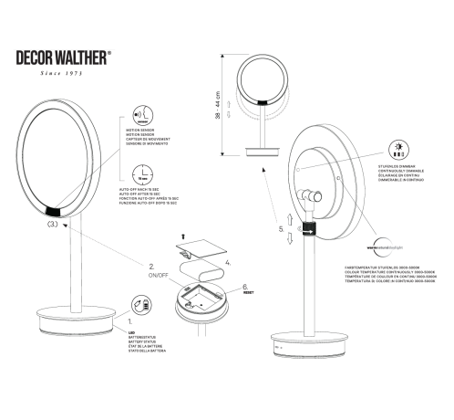 Косметическое зеркало DECOR WALTHER 0125400 настольное цвет хром
