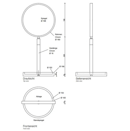 Зеркало косметическое DECOR WALTHER STONE DW 0972460 настольное