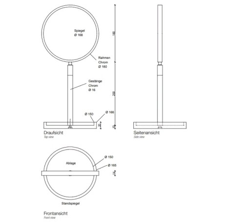 Косметическое зеркало DECOR WALTHER STONE 0972454 настольное цвет белый матовый хром