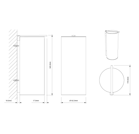 Ведро DECOR WALTHER UNIVERSAL 0615150 подвесное цвет белый