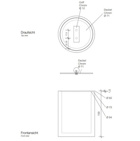 Баночка универсальная DECOR WALTHER STONE DW 0971265 настольный цвет черный матовый сталь матовая