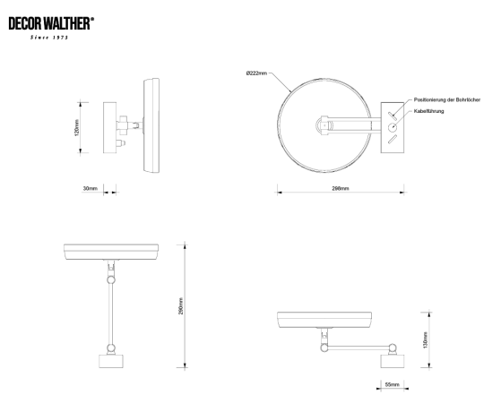 Зеркало косметическое DECOR WALTHER подвесное цвет хром
