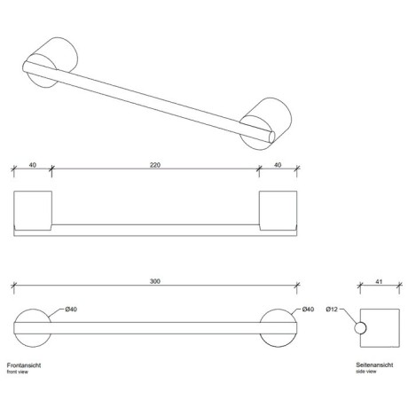 Полотенцедержатель DECOR WALTHER STONE 0975064 подвесной цвет черный матовый хром
