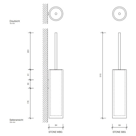 Ершик DECOR WALTHER STONE 0970855 напольный цвет белый матовый сталь матовая