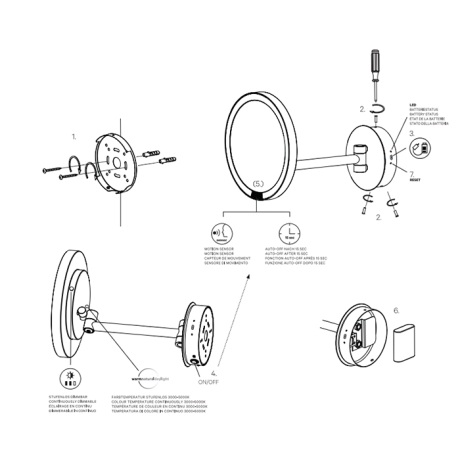 Косметическое зеркало DECOR WALTHER 0125860 подвесное цвет черный матовый