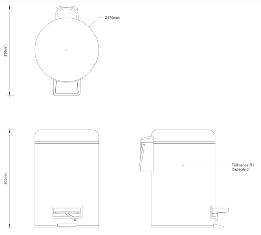 Ведро DECOR WALTHER BASIC 0615750 напольное цвет белый
