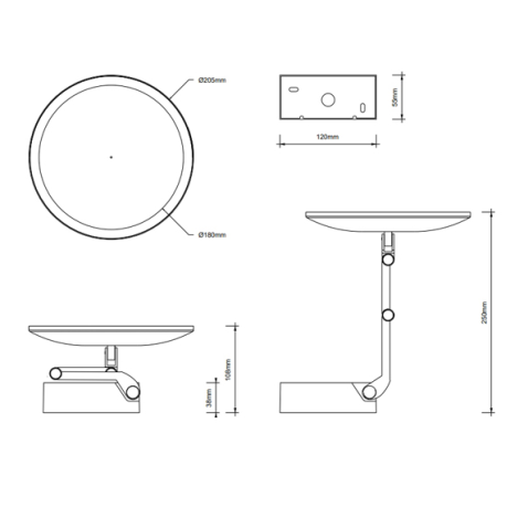 Косметическое зеркало DECOR WALTHER VISION R 0123182 подвесное цвет золото матовое