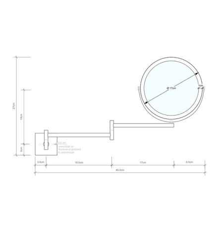 Косметическое зеркало DECOR WALTHER 0105866 подвесное цвет темный металл матовый