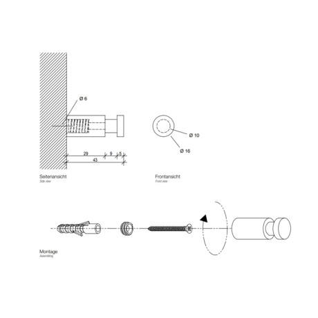 Крючок DECOR WALTHER UNIVERSAL 0900500 подвесной цвет хром