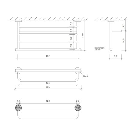 Полотенцедержатель DECOR WALTHER BASIC 0531860 подвесной цвет черный матовый
