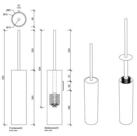 Ершик DECOR WALTHER STONE 0970965 настенный цвет черный матовый сталь матовая
