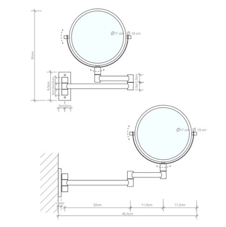 Косметическое зеркало DECOR WALTHER 0110960 подвесное цвет черный матовый