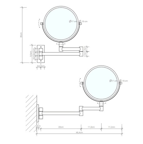 Косметическое зеркало DECOR WALTHER 0110900 подвесное цвет хром
