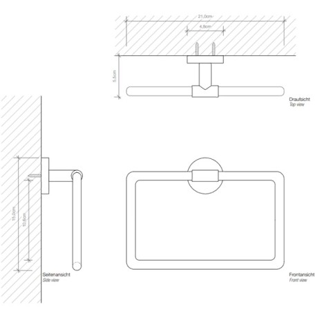 Полотенцедержатель DECOR WALTHER BASIC 0531260 подвесной цвет черный матовый