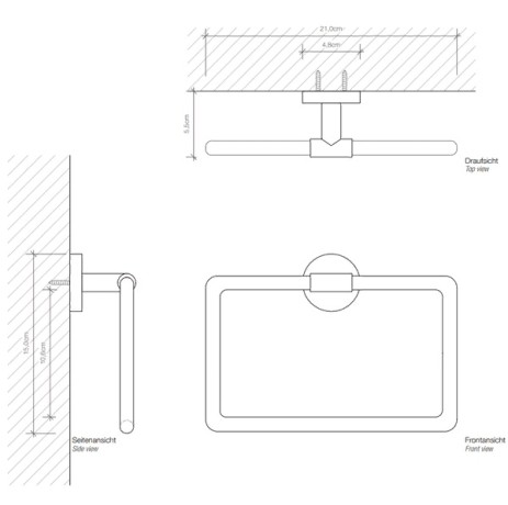 Полотенцедержатель DECOR WALTHER BASIC 0531200 подвесной цвет хром